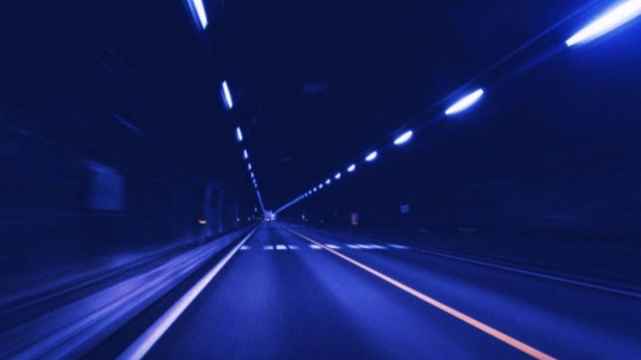 Neon Blue Tunnel Wallpaper