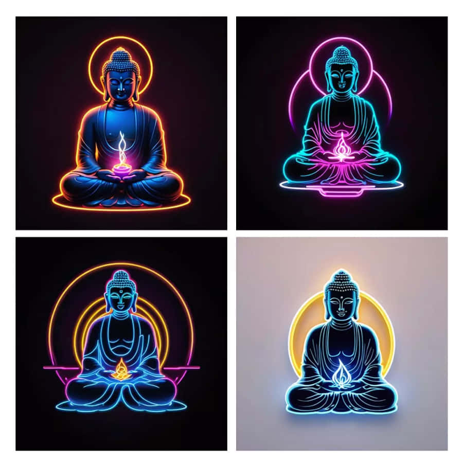 Neon Buddha Meditation Quartet Wallpaper