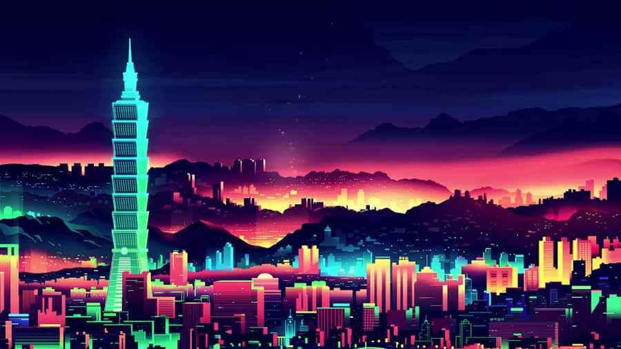 Neon_ Cityscape_ Skyline Wallpaper