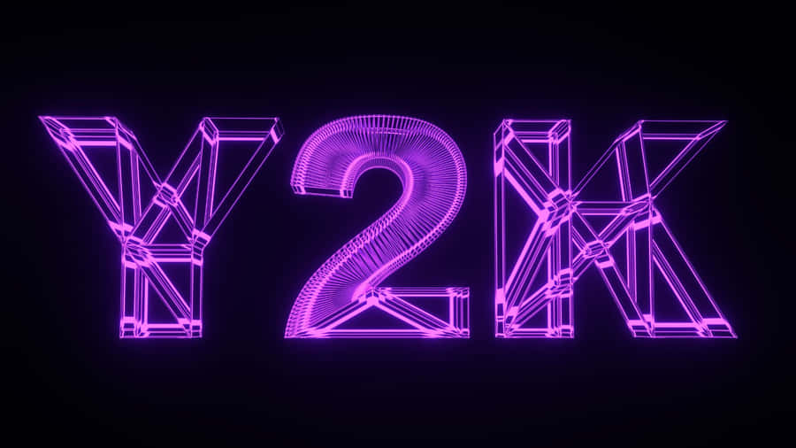 Neon Cyber Y2 K Text Design Wallpaper