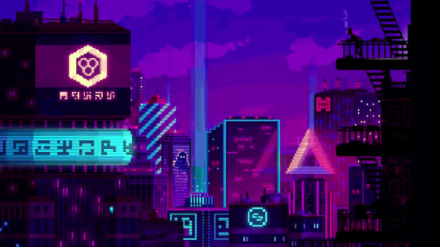 Neon Cybercity Skyline Wallpaper