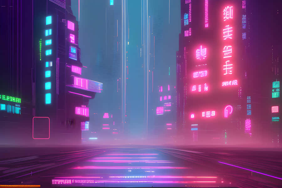 Neon Cyberpunk Cityscape Wallpaper