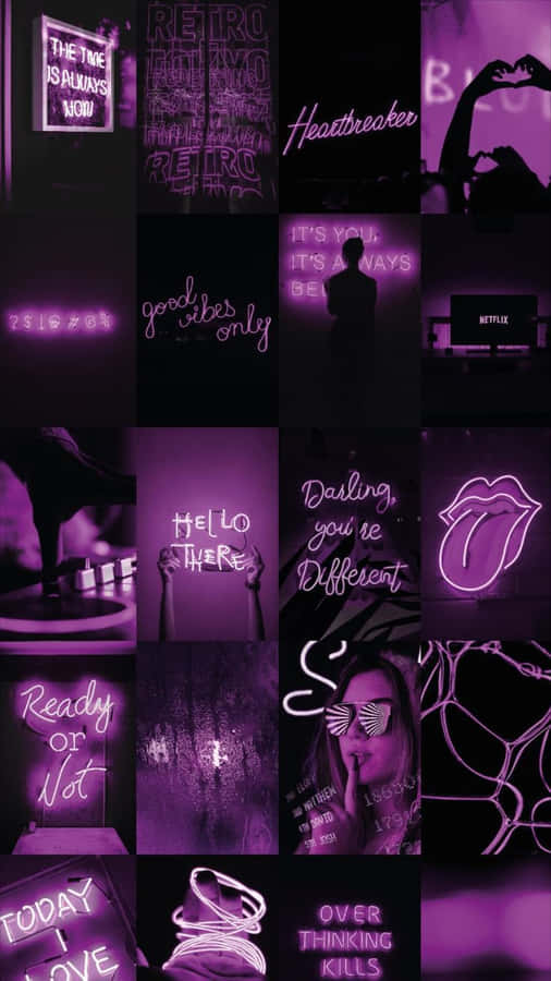 Neon_ Dark_ Purple_ Aesthetic_ Collage Wallpaper