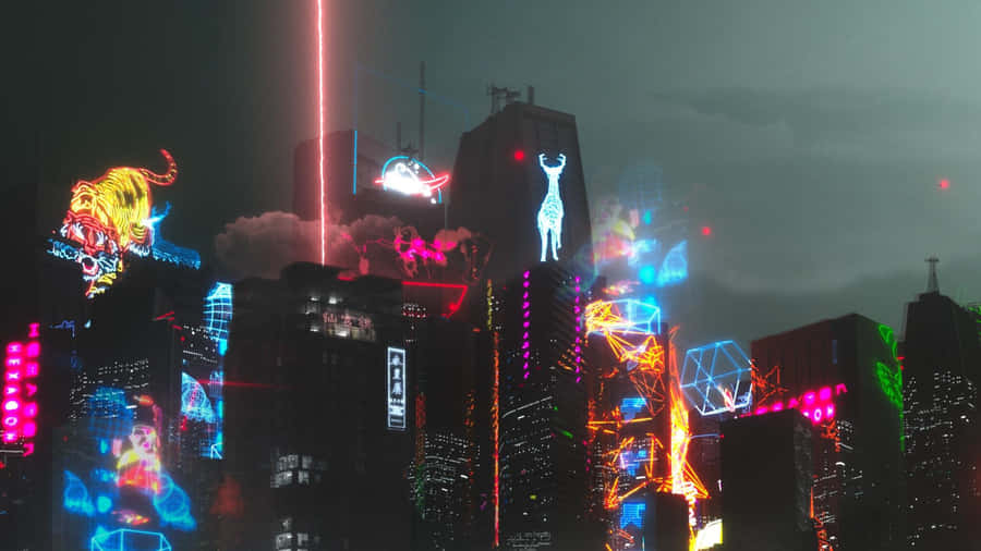Neon Future Cityscape Wallpaper