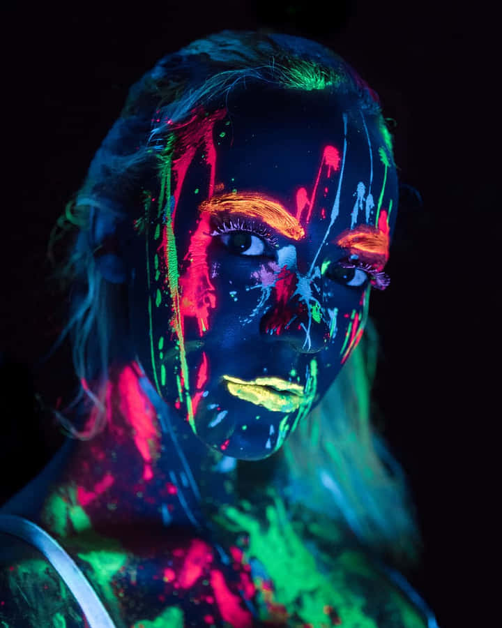 Neon_ Glow_ Makeup_ Under_ Black_ Light Wallpaper