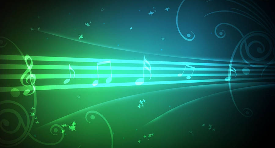 Neon Green Music Notes Wallpaper