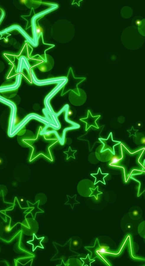 Neon Green Star Glow Wallpaper