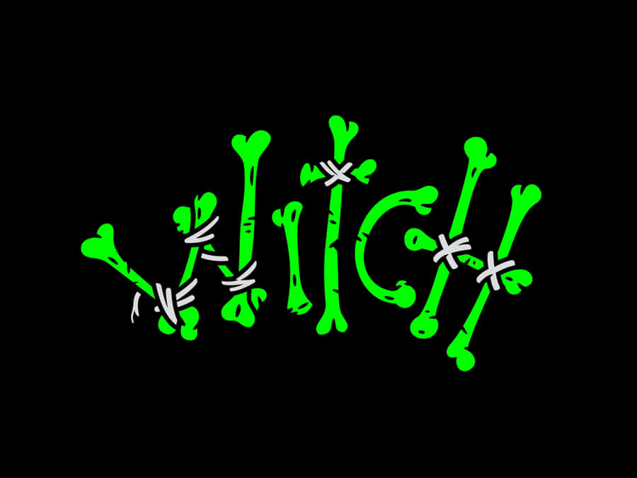 Neon Green Witch Bones Text Wallpaper