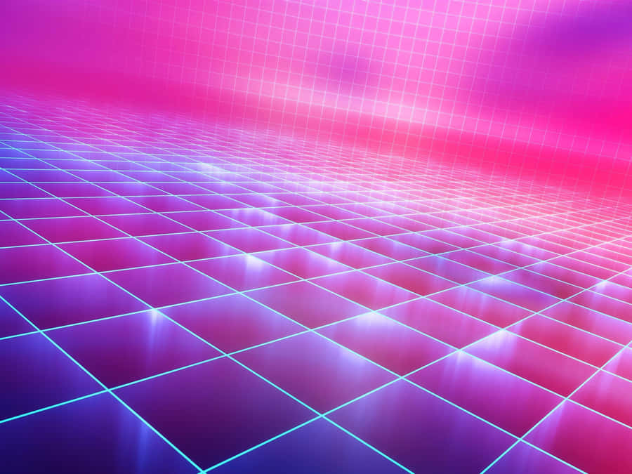 Neon_ Grid_ Landscape Wallpaper