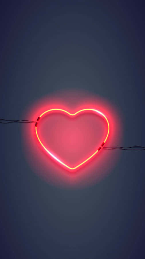 Neon Heart Glow Light Red Aesthetic Wallpaper