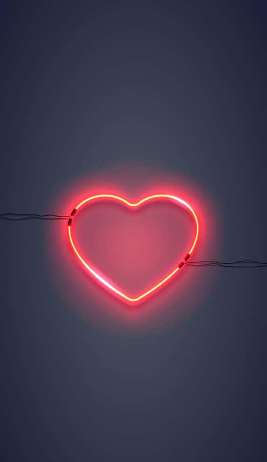 Neon Heart Glow Wall Art Wallpaper