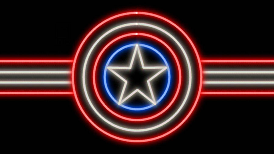 Neon Lights Of Captain America Shield Wallpaper