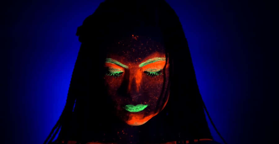 Neon_ Makeup_ Under_ Black_ Light Wallpaper
