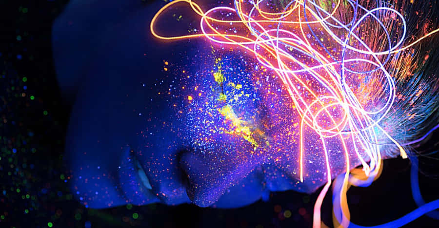 Neon_ Makeup_ Under_ Black_ Light Wallpaper