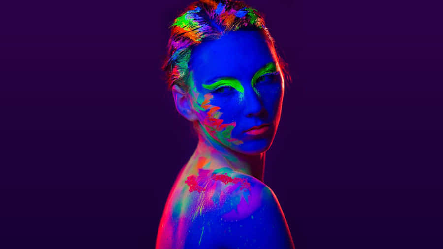 Neon_ Makeup_ Under_ Black_ Light Wallpaper