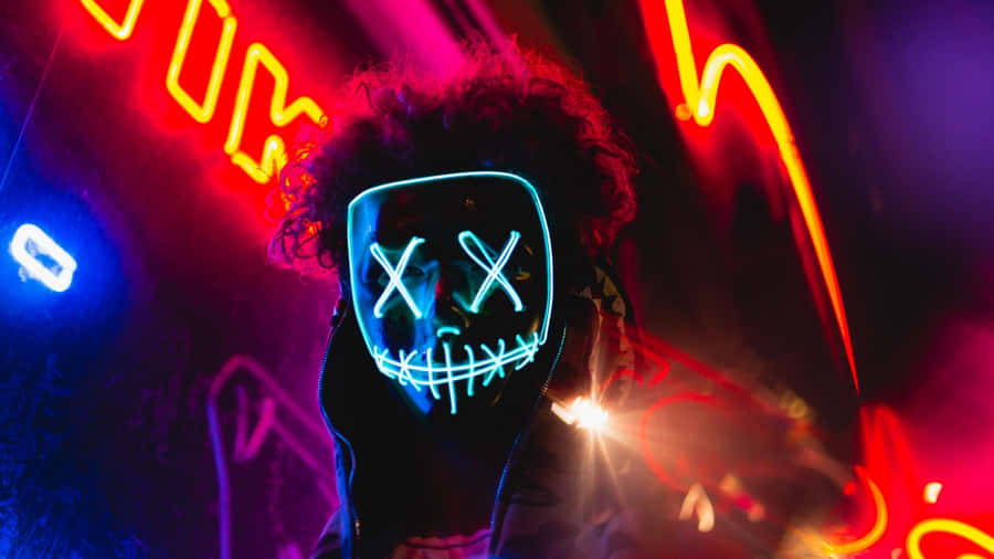 Neon Mask 1920 X 1080 Wallpaper
