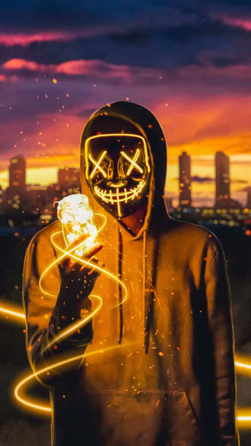 Neon Mask 720 X 1280 Wallpaper