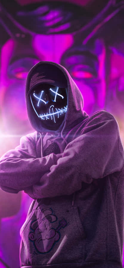 Neon_ Mask_ Hoodie_ Figure Wallpaper