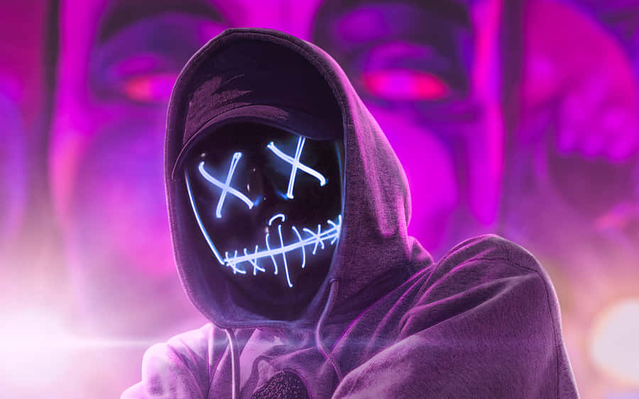 Neon_ Mask_ Hoodie_ Figure Wallpaper