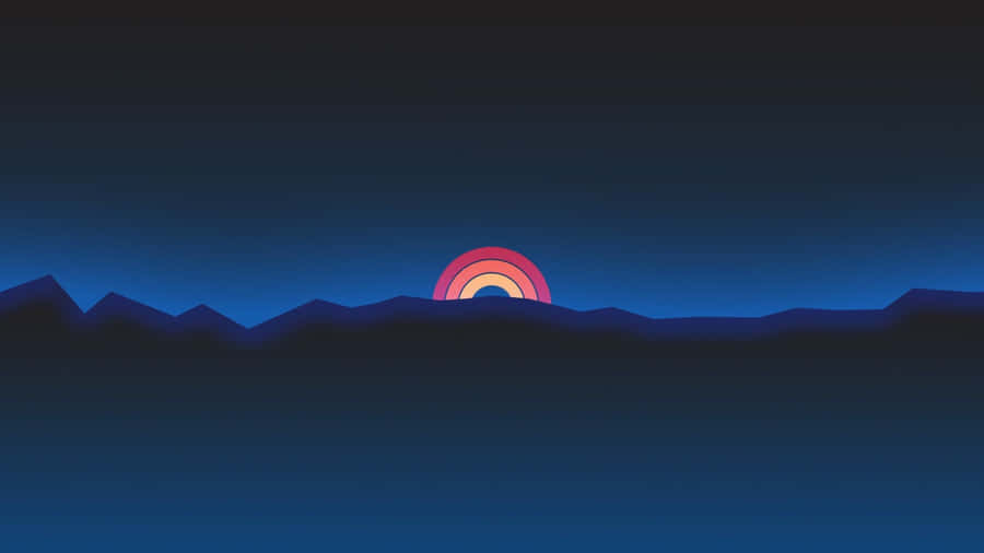 Neon Mountain Sunset Wallpaper