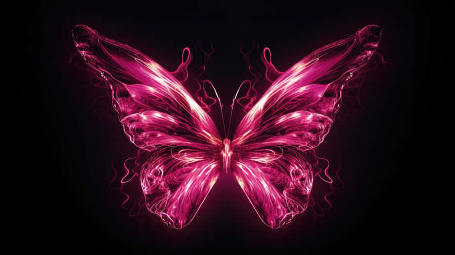 Neon Pink Butterfly Art Wallpaper