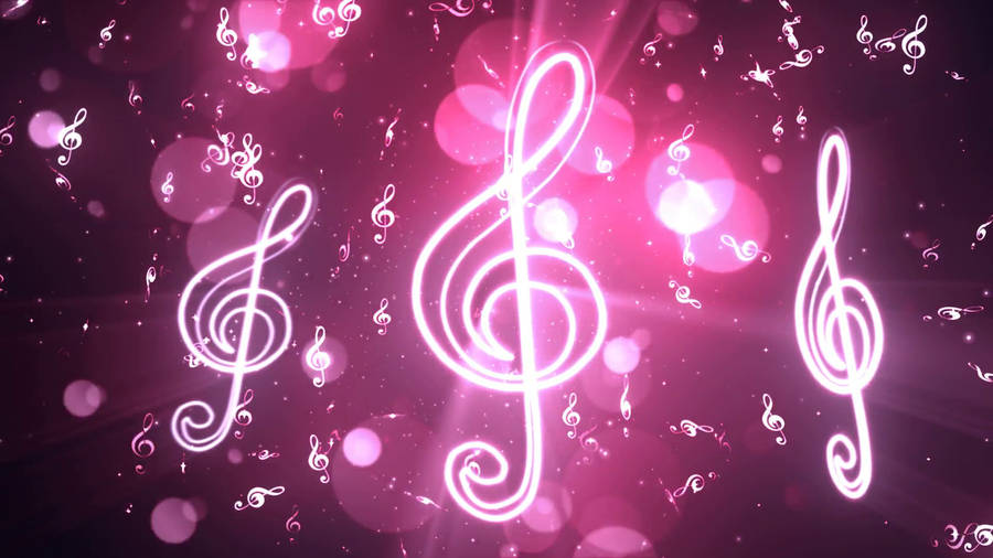 Neon Pink Music Notes Wallpaper