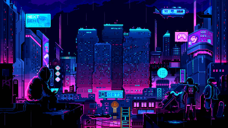 “neon Pixel City - Illuminating The Design