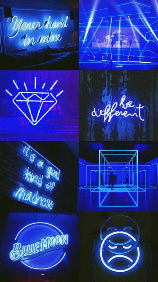 Neon Signs With Different Colors And Letters Wallpaper