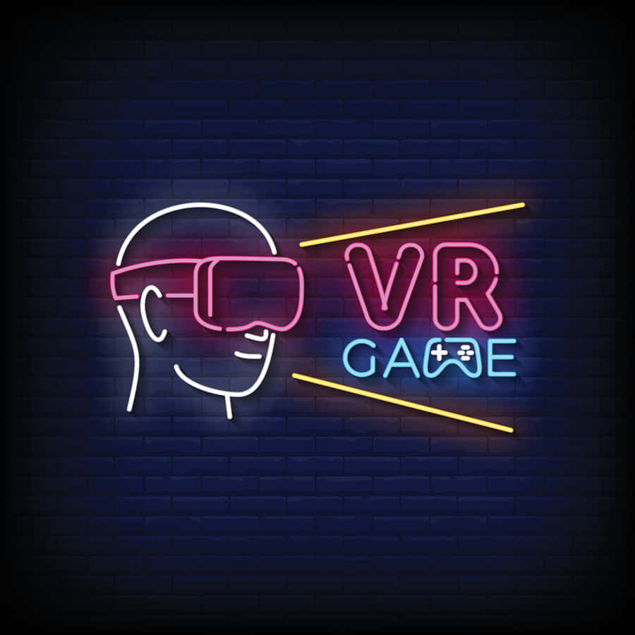 Neon V R Gaming Sign Wallpaper