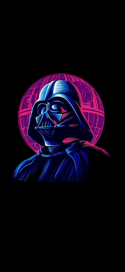 Neon Vaderand Death Star Wallpaper