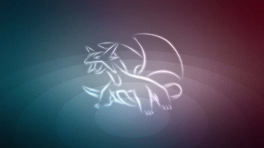 Neon White Outline Salamence Wallpaper