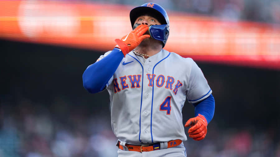 New York Baseball Player Adjusting Helmet Wallpaper