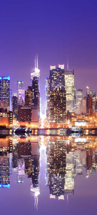 New York City Night Reflection Iphone Wallpaper