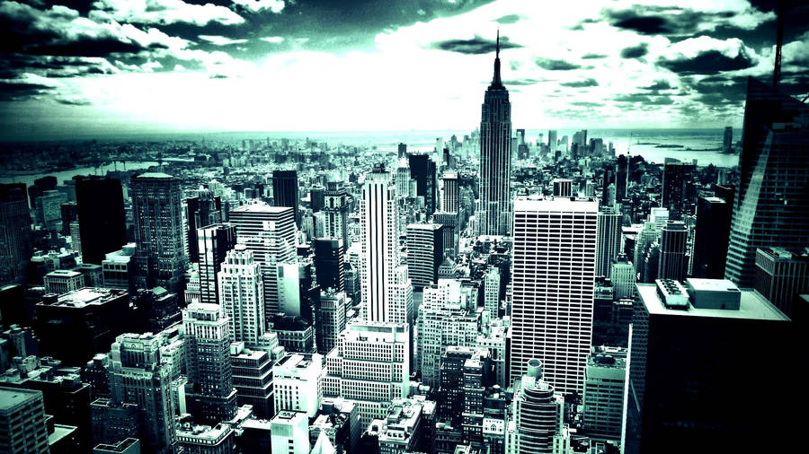 New York Hd In Dark Green Filter Wallpaper