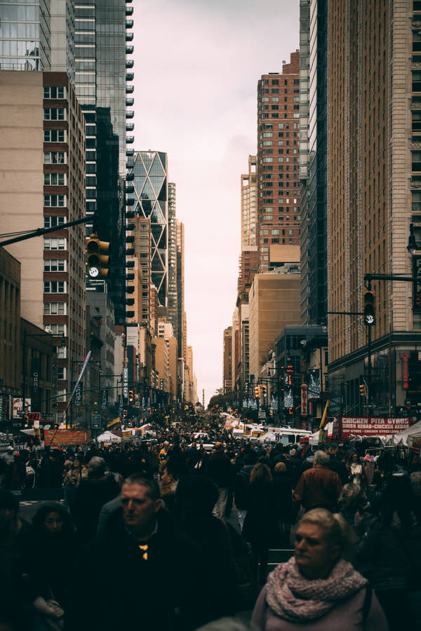 New York Hd Overcrowded Streets Wallpaper