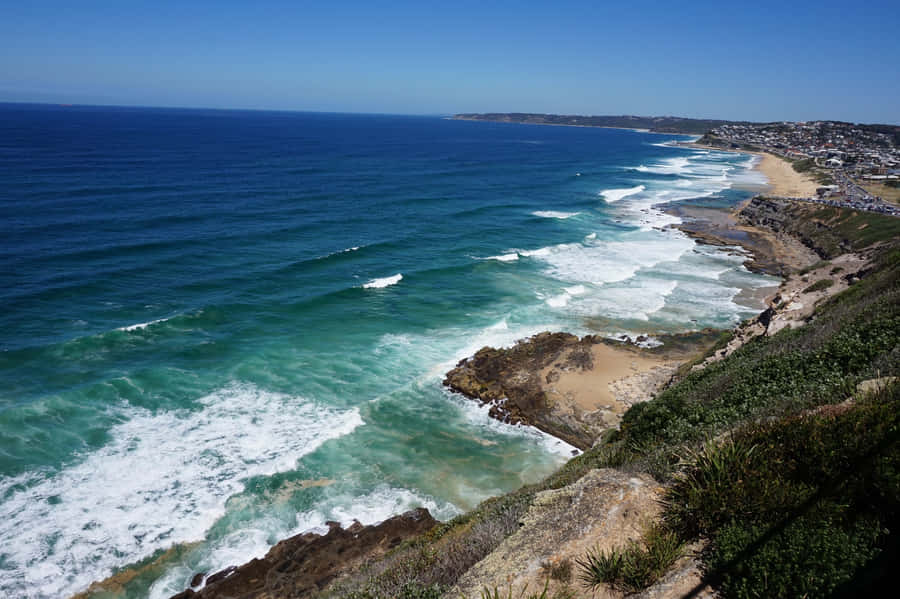 Newcastle Coastline Aerial View Wallpaper