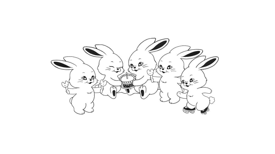 Newjeans Bunny Group Illustration Wallpaper