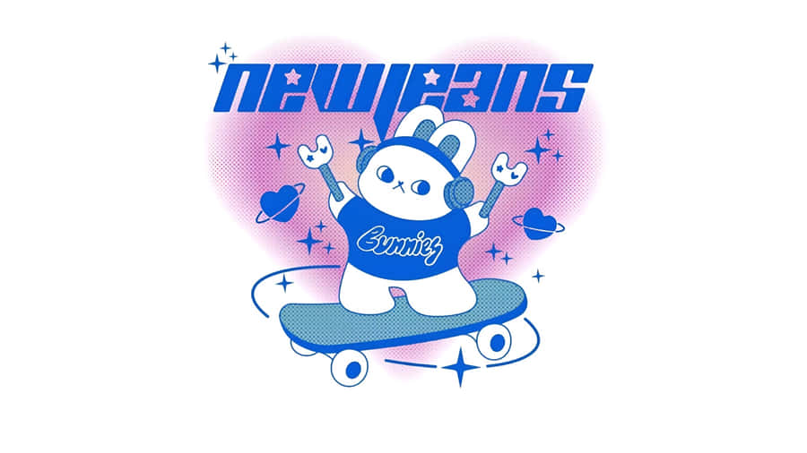 Newjeans Bunny Skateboard Design Wallpaper