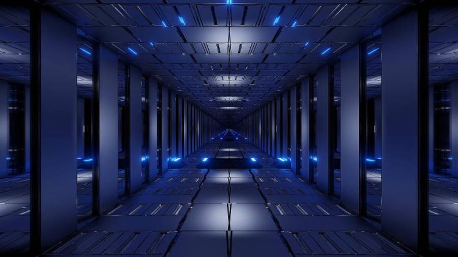 Nice And Cool Blue Corridor Wallpaper