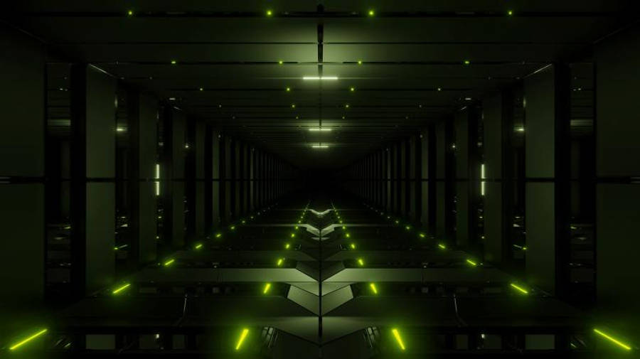 Nice Green Tunnel Corridor Wallpaper