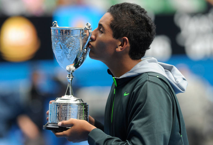 Nick Kyrgios Victory Celebration Wallpaper