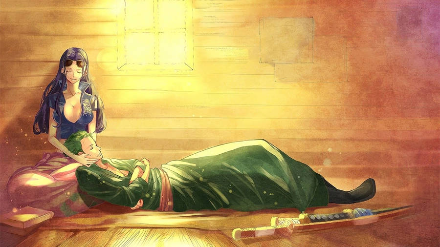 Nico Robin One Piece Zoro Sleeping Wallpaper