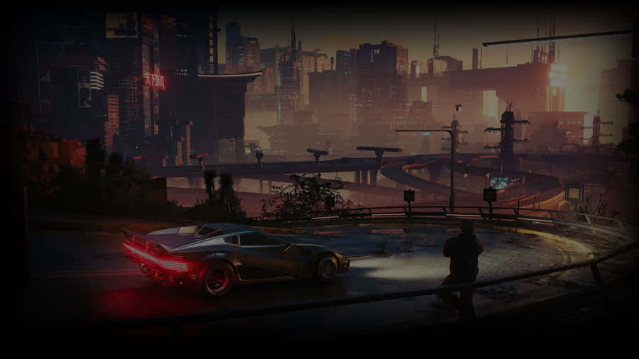 Night Anime Car Scene Wallpaper