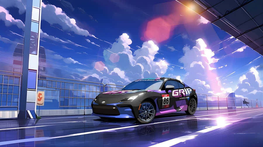 Night Anime Car Scene Wallpaper
