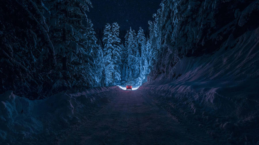 Night Road Aesthetic Dark Blue Hd Wallpaper