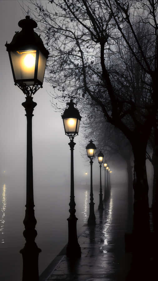 Night Street Lamps Shot Wallpaper