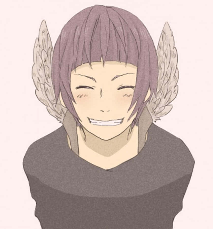 Niizuma Eiji Striking A Dynamic Pose Against A Manga-inscribed Backdrop Wallpaper