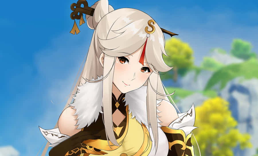 Ningguang, The Tianquan Of Liyue Qixing, Standing Proudly In Genshin Impact Wallpaper