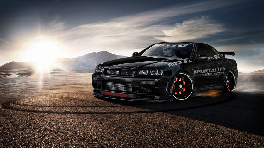 Nissan Skyline Gtr R34 Drift Car Wallpaper