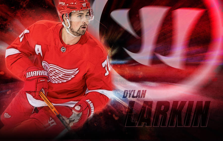 No. 71 Captain Of Detroit Red Wings Dylan Larkin Wallpaper